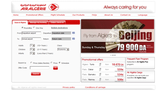 Air Algerie Airline Website